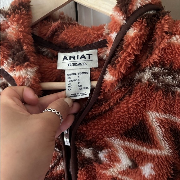 Ariat Women's Bomber Jacket in Red and Cream - Picture 7 of 12